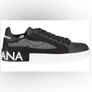 Dolce & Gabbana Portofino Leather Black Sneaker Mesh 37.5
